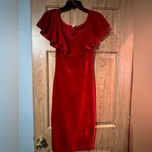 Unique Vintage 1950s Burgundy Red Velvet Sophia Wiggle Dress, size 4